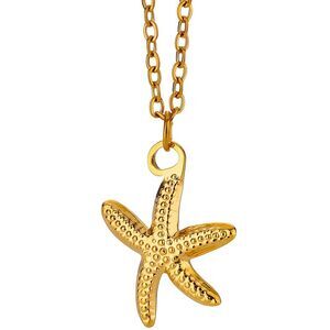 18K Gold Plated Women's Starfish Pendant Necklace Hypoallergenic Waterproof